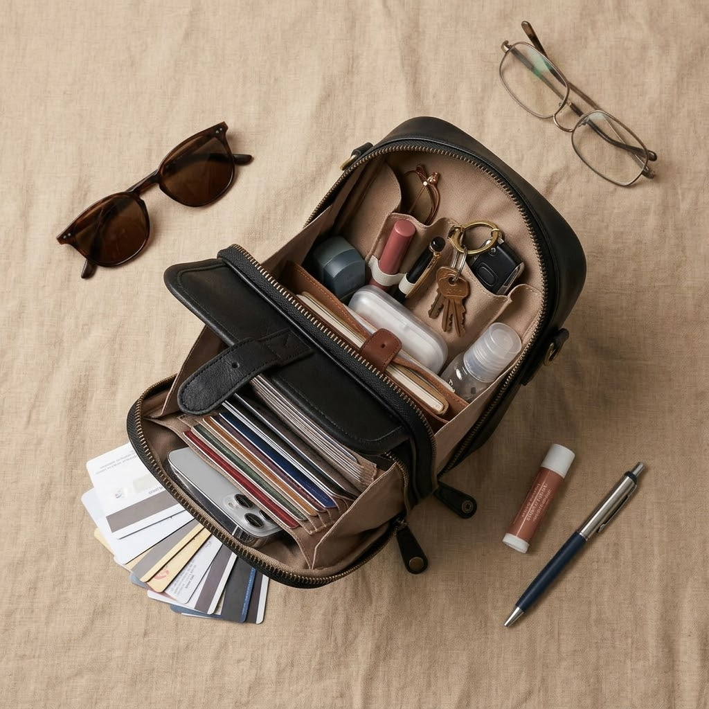 Carryn – Sac bandoulière organisé avec emplacements pour cartes