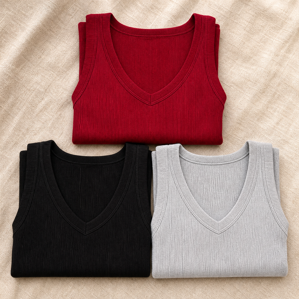 Wearbella – Débardeur à col en V côtelé pour femmes