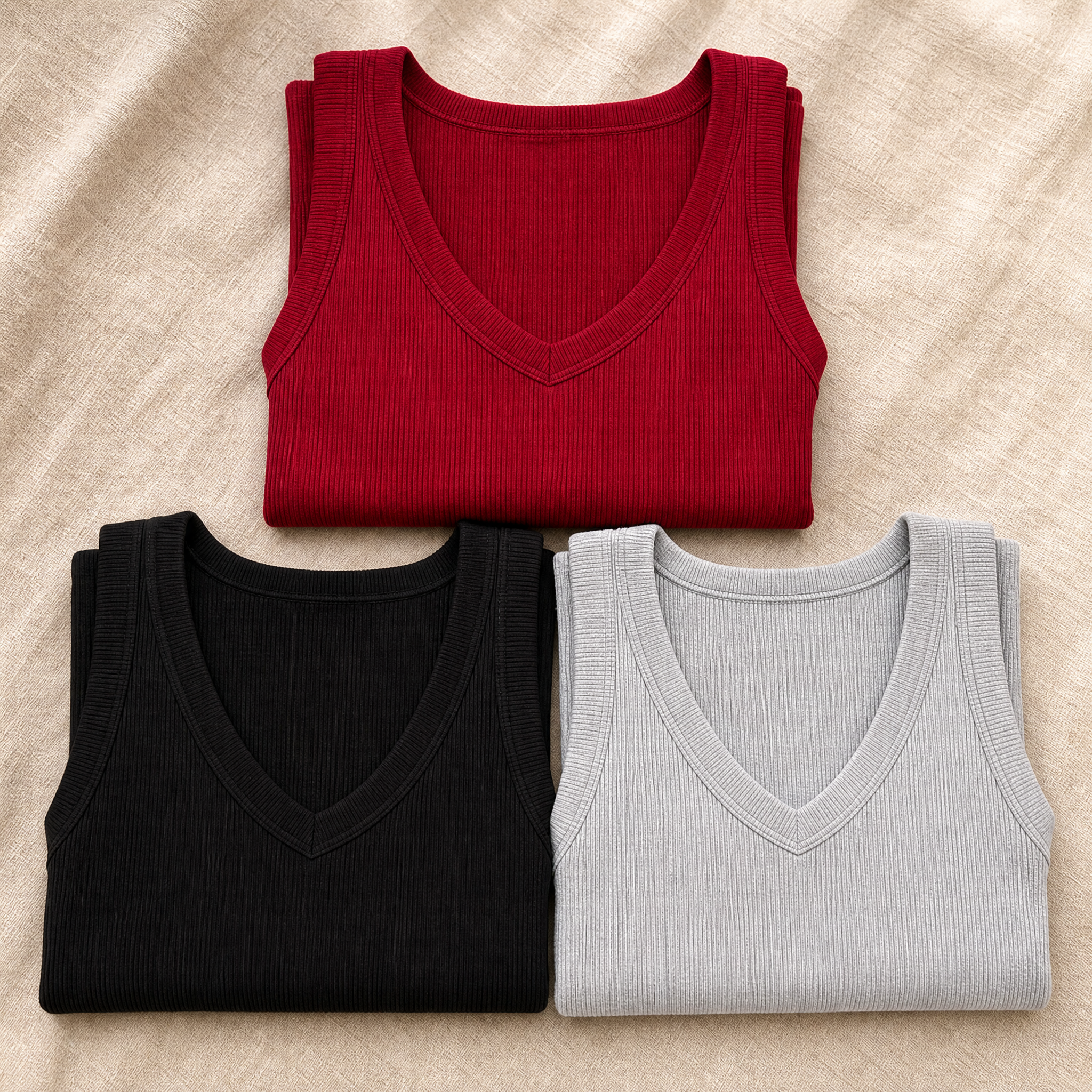 Wearbella – Débardeur à col en V côtelé pour femmes