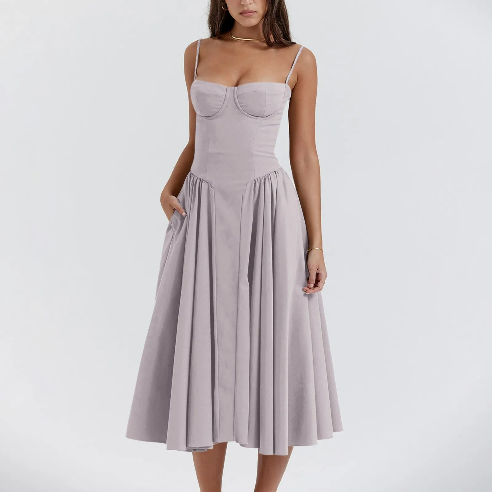 Robe Midi Cocktail Corset Mignonne Odette