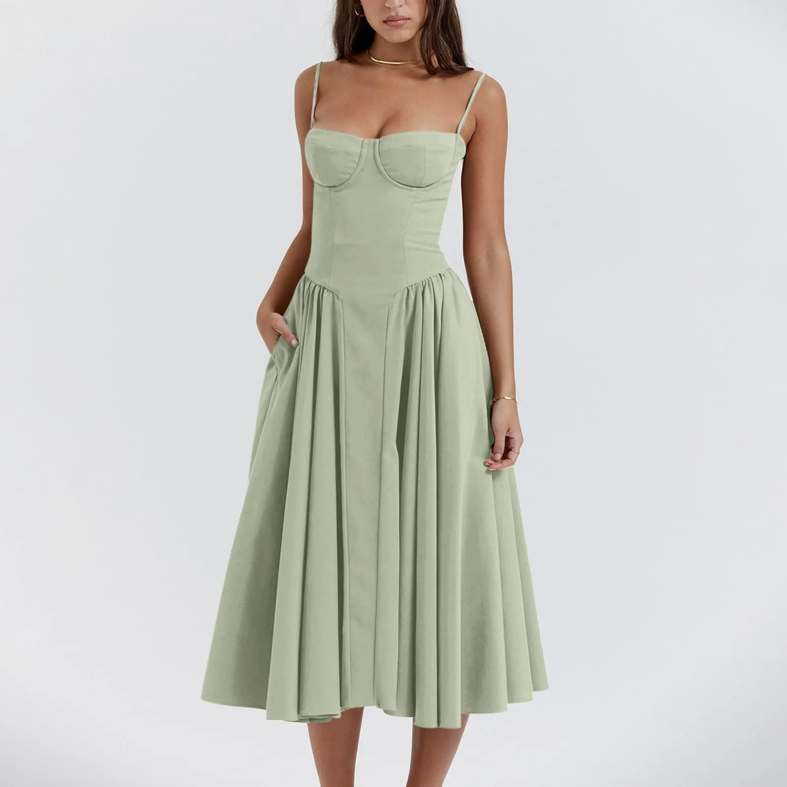 Robe Midi Cocktail Corset Mignonne Odette