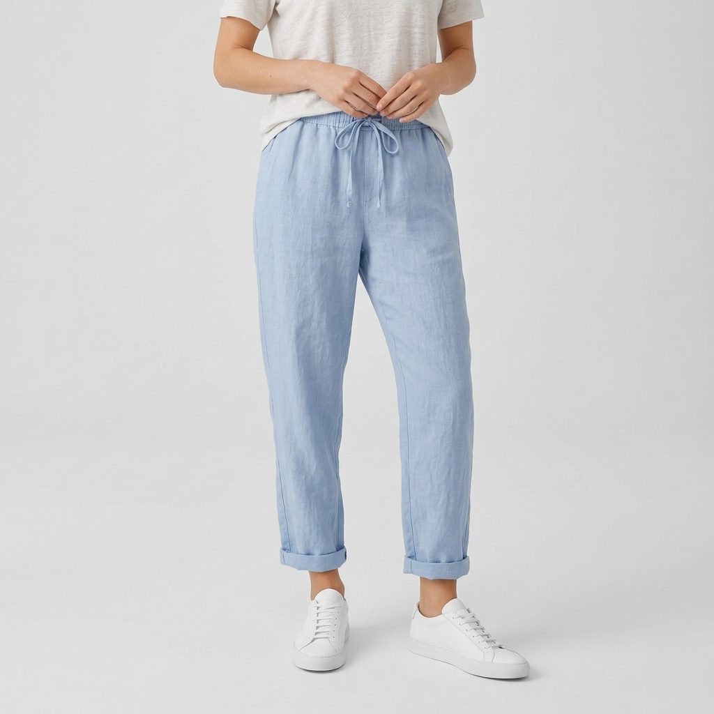 Pantalon Femme Lin Confort Coupe Ample Style Décontracté