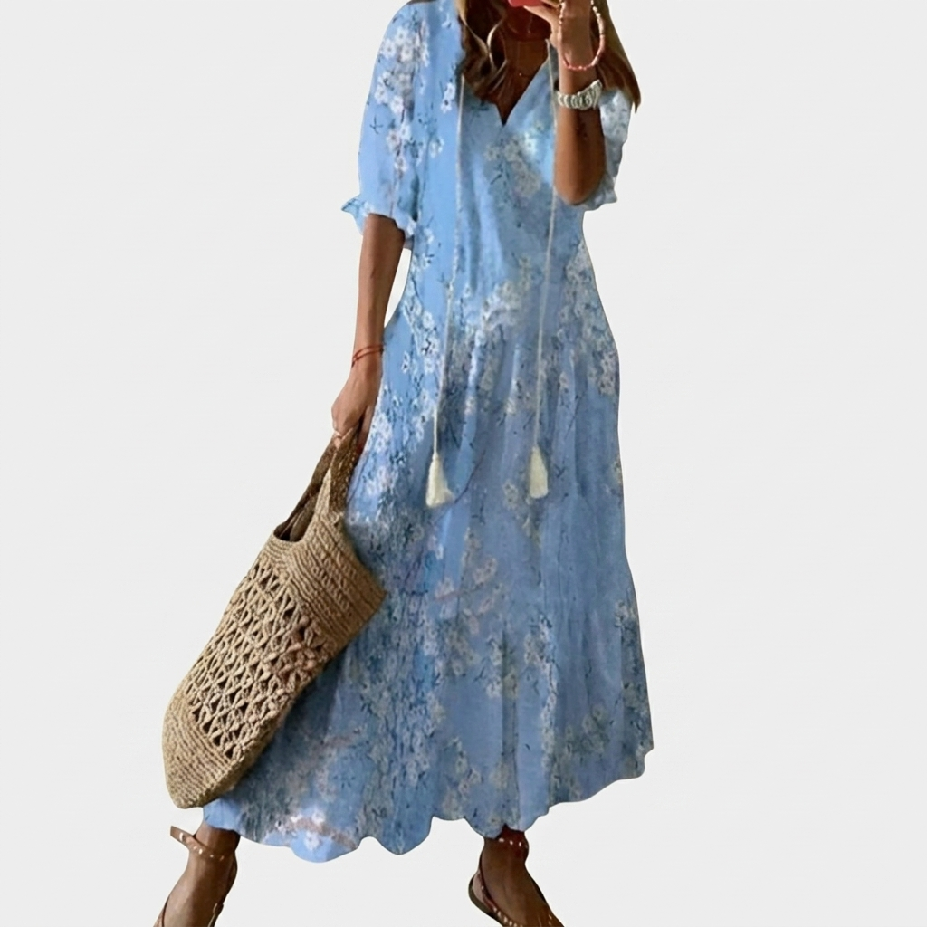 Robe Maxi Femme Bohème Fleurie Robe Fluide Décontractée Été