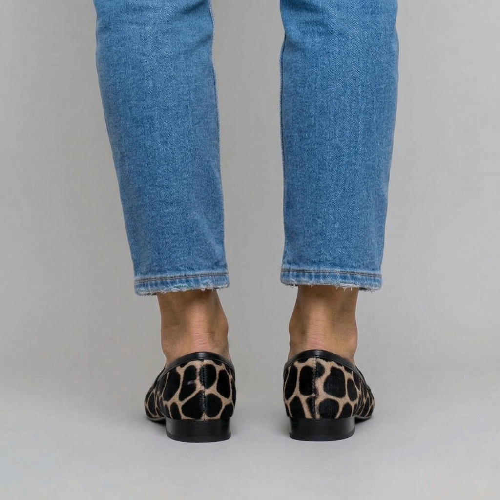 Mocassins Femme Imprimé Léopard Confort Chaussures Plates
