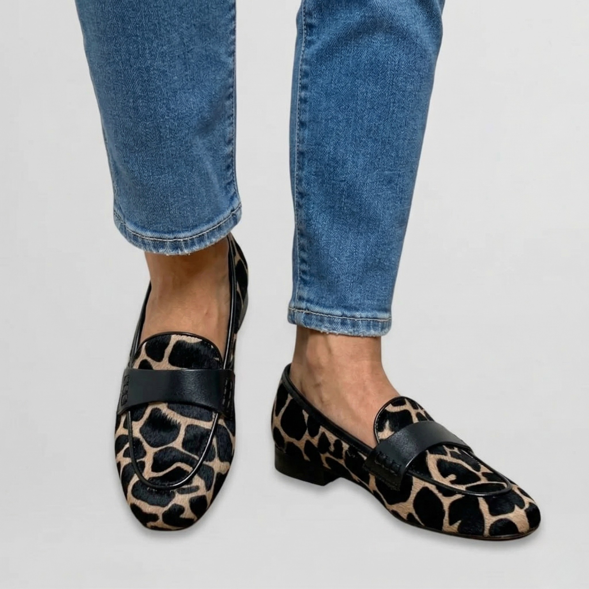 Mocassins Femme Imprimé Léopard Confort Chaussures Plates