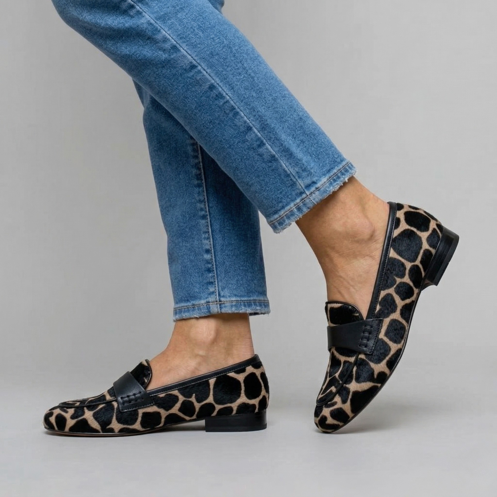 Mocassins Femme Imprimé Léopard Confort Chaussures Plates