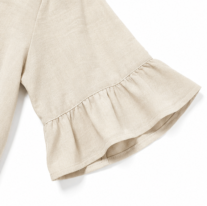 Lunavia – Ensemble de 2 pièces en aspect lin, haut à volants et pantalon large, tenue coordonnée pour femmes