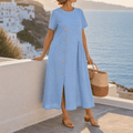 Lunavia – Robe midi asymétrique en coton-lin pour femmes