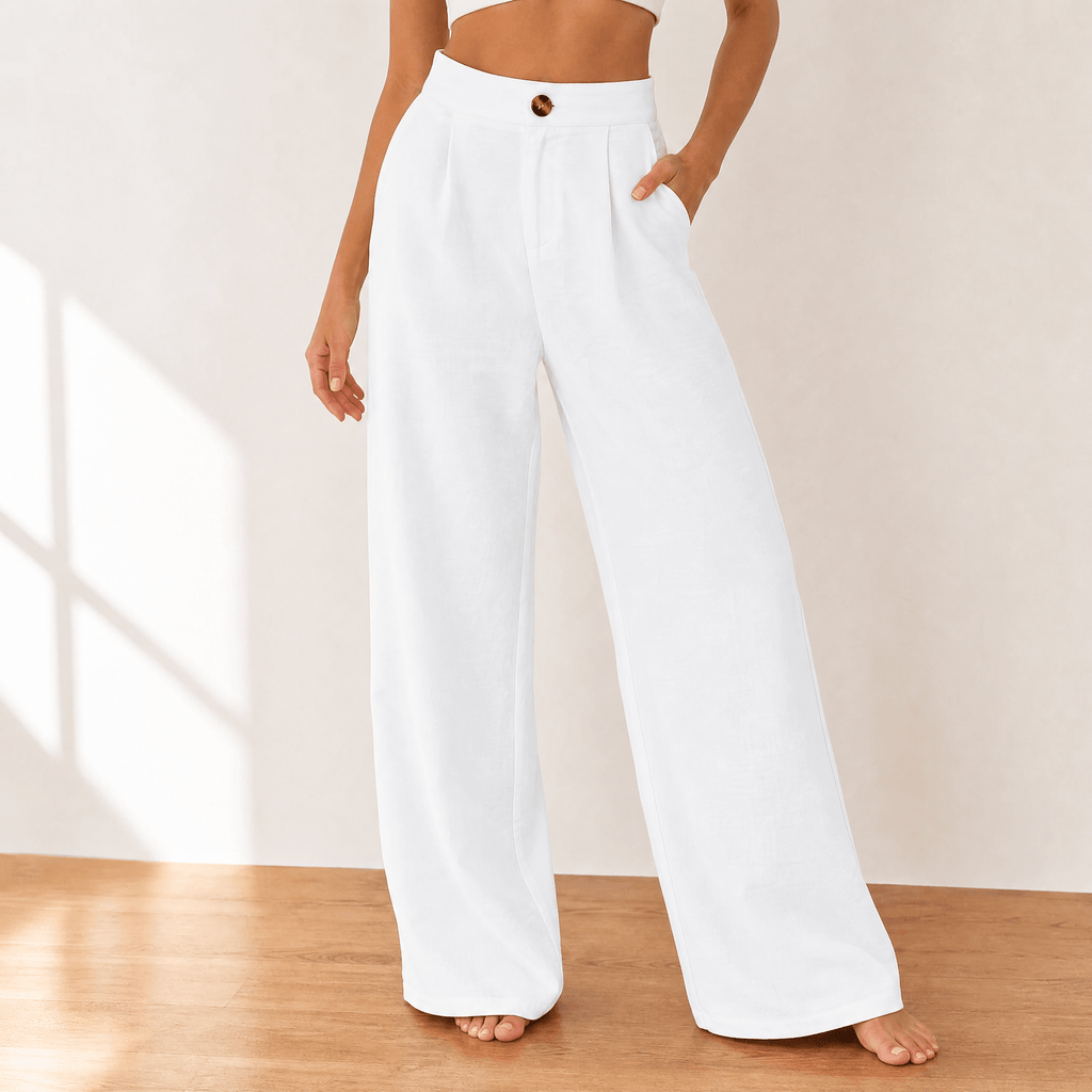 Lunavia – Pantalon drapé large à taille haute pour femmes