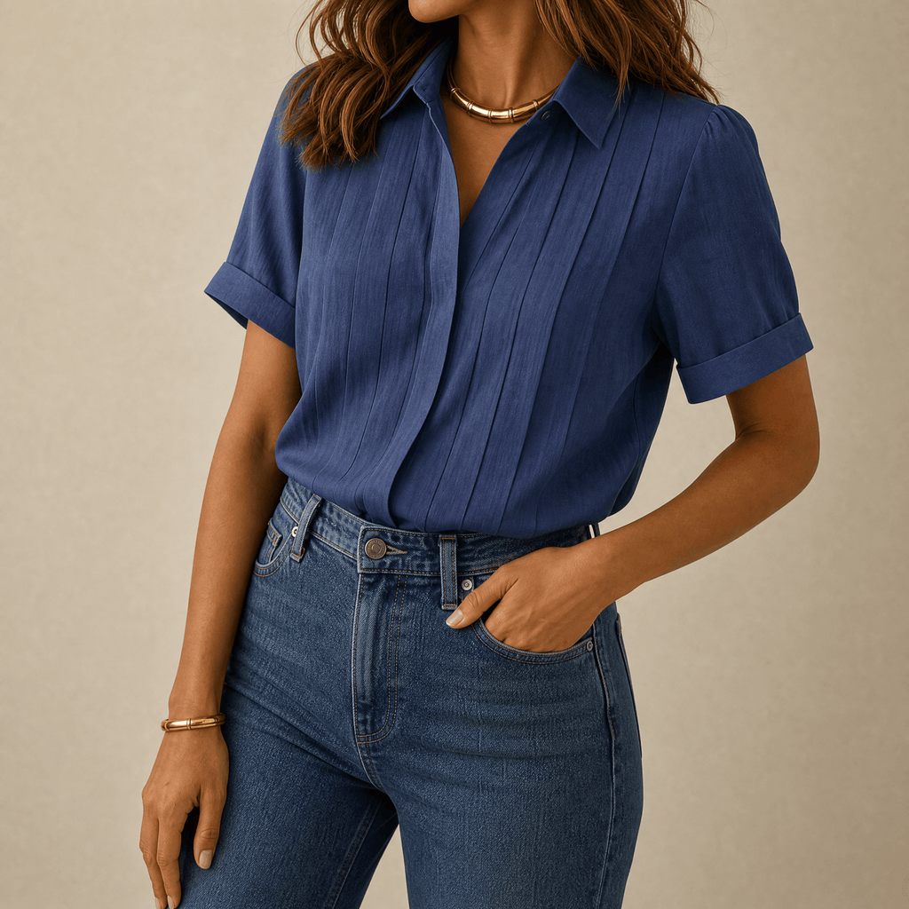 Lunavia – Blouse à manches courtes plissée pour femmes