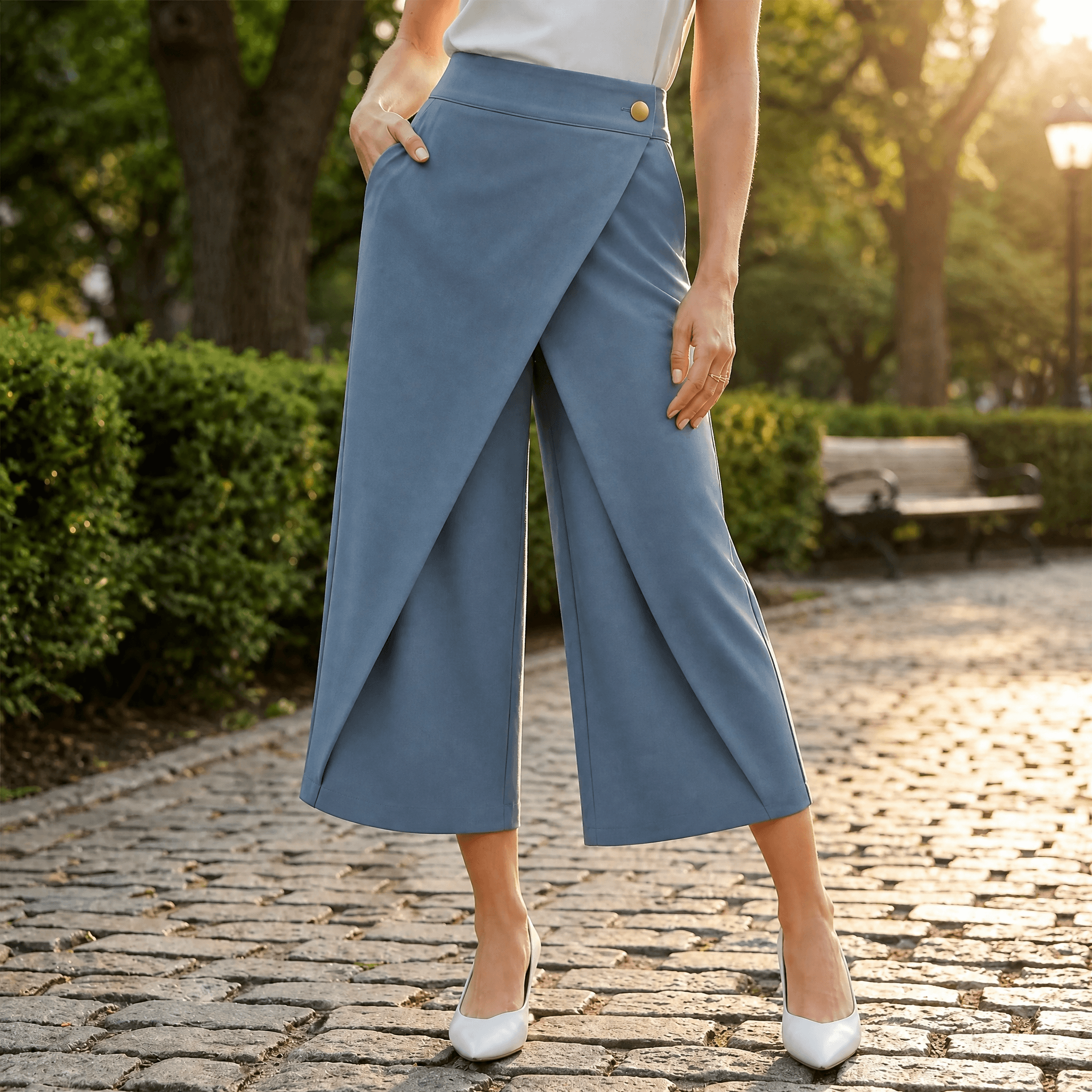 Lunavia – Pantalons larges à devant drapé