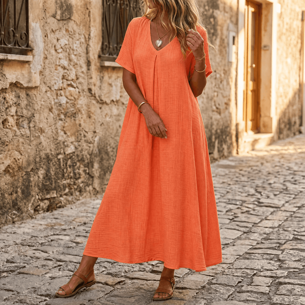 Lunessa – Robe d'été en coton et lin pour femmes