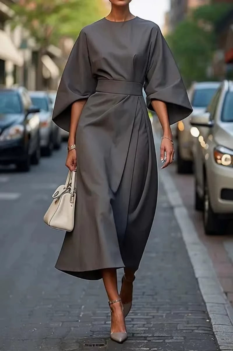 Robe de travail midi à col rond