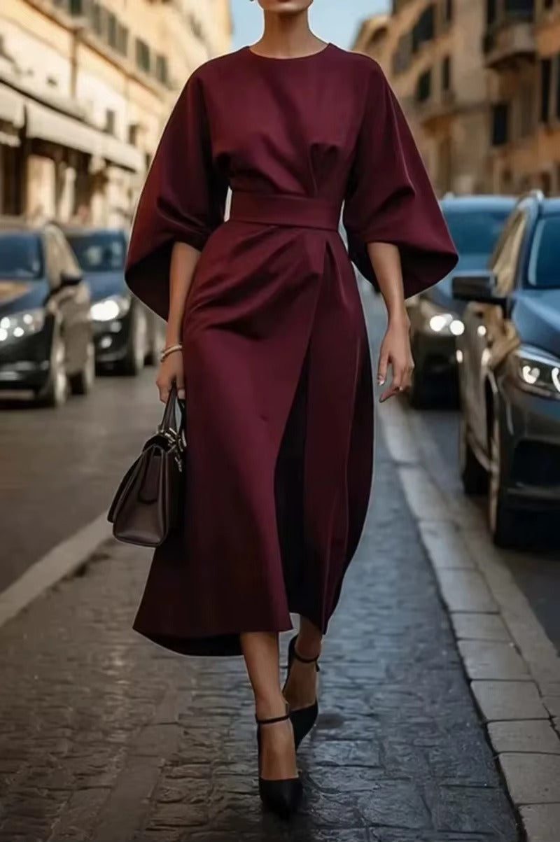 Robe de travail midi à col rond