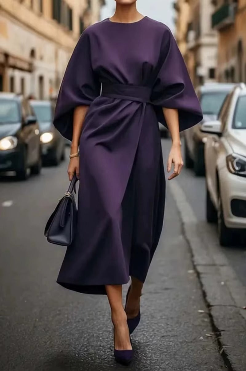 Robe de travail midi à col rond