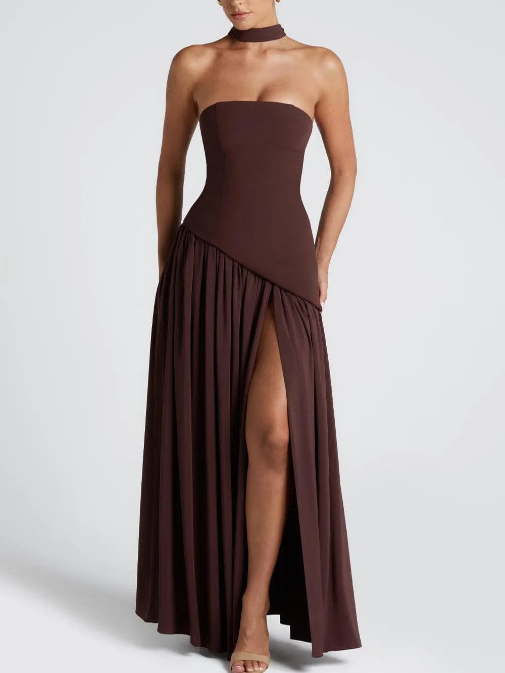 Amaris | Robe maxi élégante avec fente et détail nœud