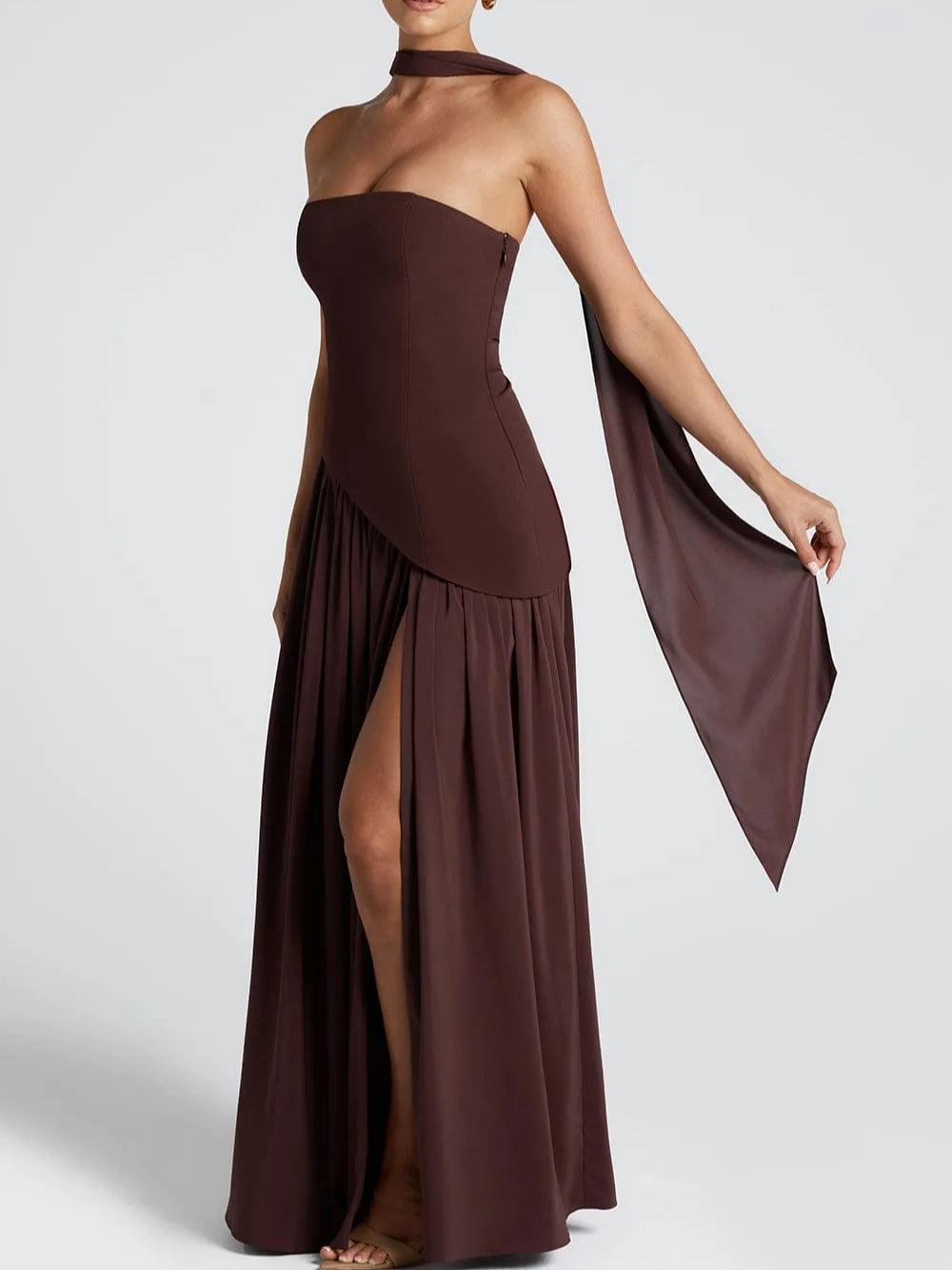 Amaris | Robe maxi élégante avec fente et détail nœud