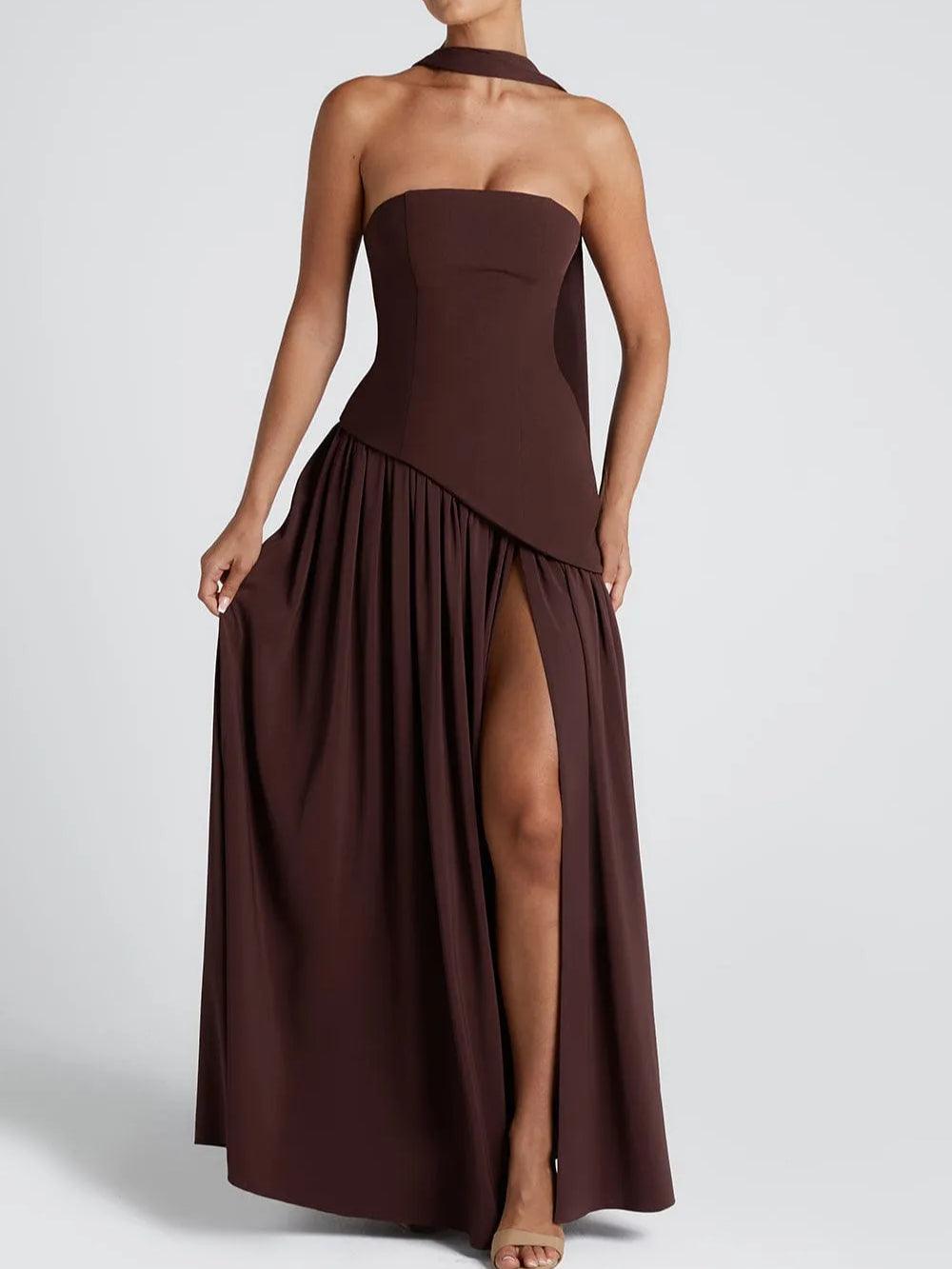 Amaris | Robe maxi élégante avec fente et détail nœud