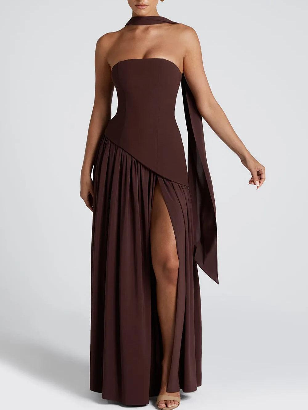Amaris | Robe maxi élégante avec fente et détail nœud