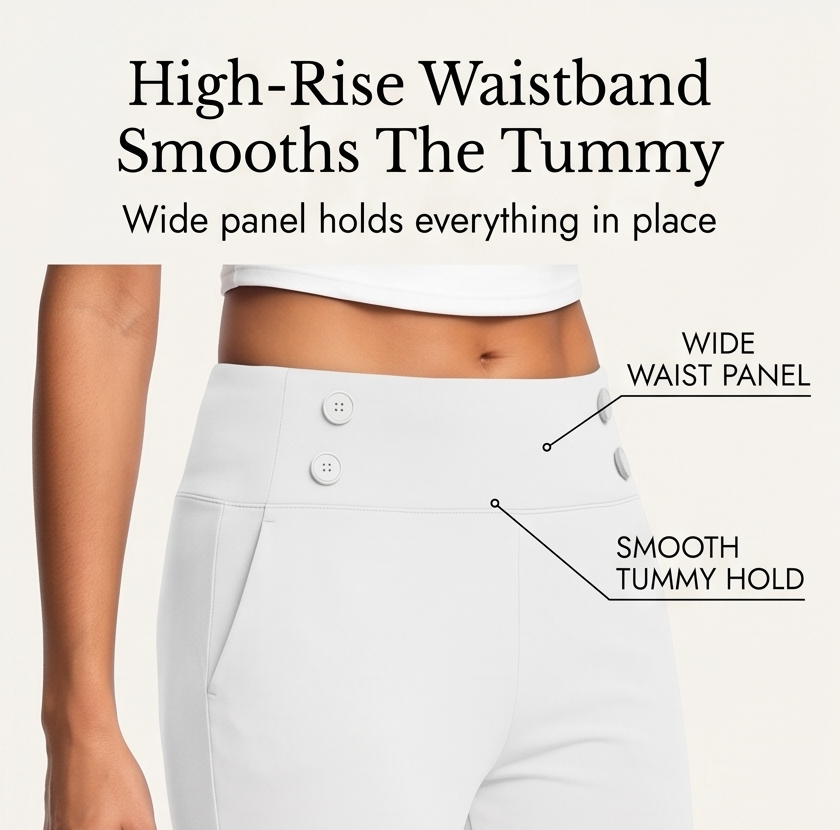 Marivella – Pantalon Capri Élastique Taille Haute pour Femmes
