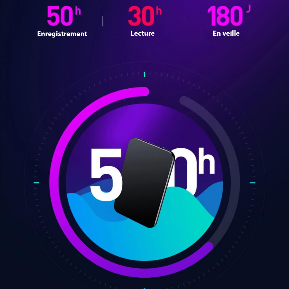 Mini Micro Enregistreur Espion Professionnel – Design Ultra-Fin, 50 Heures d'Autonomie, Son de Haute Qualité pour Enregistrement Audio Discret