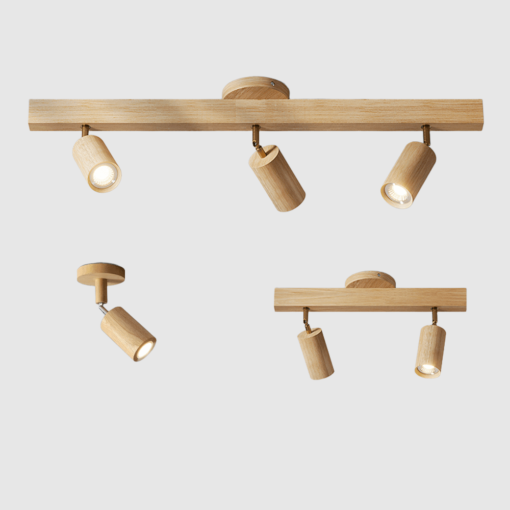 Lampe de Plafond en Bois Réglable Minimaliste en Bois Massif