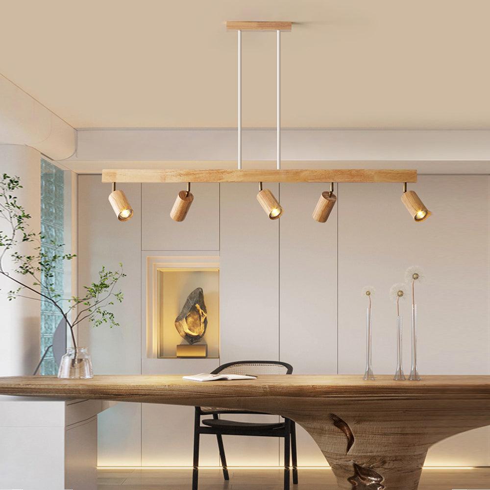 Lampe de Plafond en Bois Réglable Minimaliste en Bois Massif