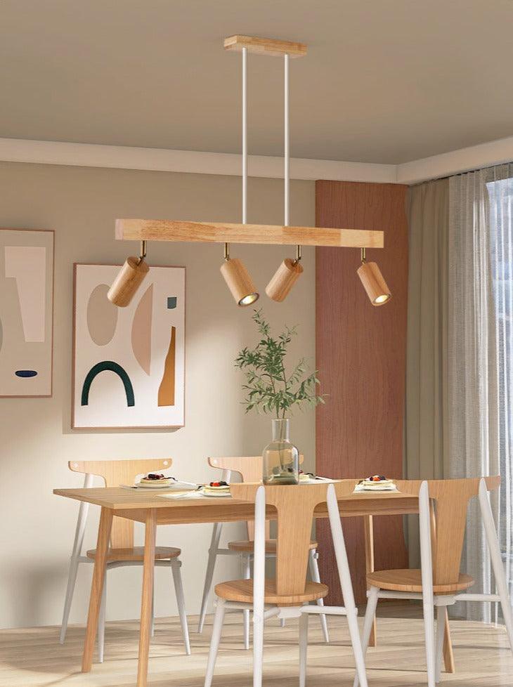 Lampe de Plafond en Bois Réglable Minimaliste en Bois Massif