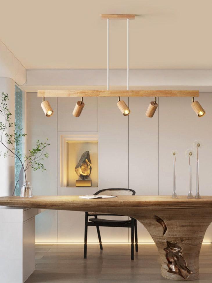 Lampe de Plafond en Bois Réglable Minimaliste en Bois Massif