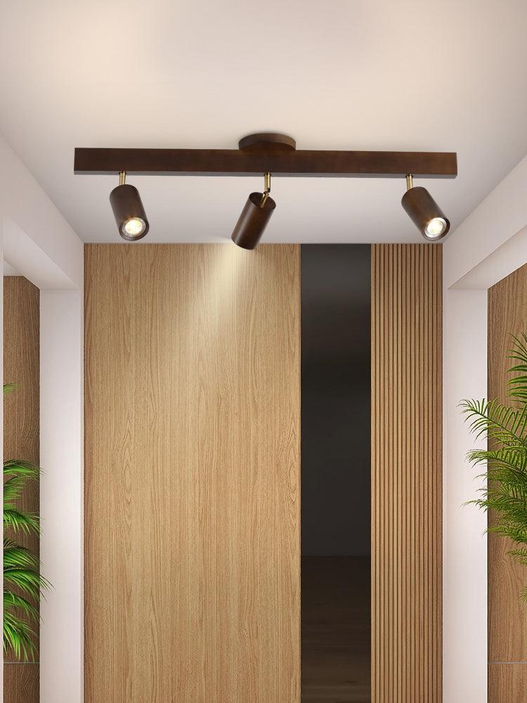 Lampe de Plafond en Bois Réglable Minimaliste en Bois Massif