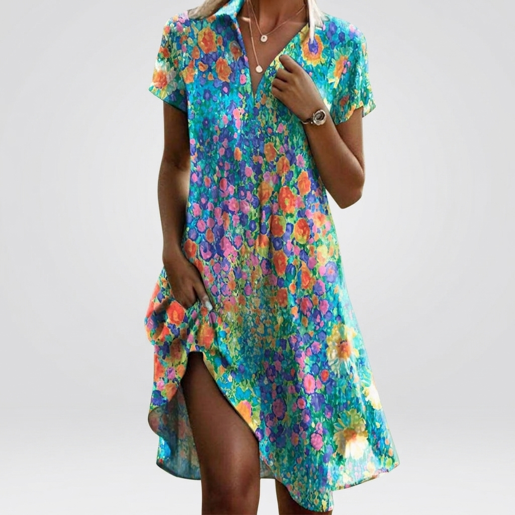 Robe Femme Bohème Été Robe Fluide Décontractée Fleurie