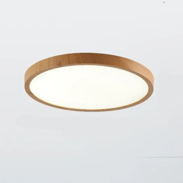 Lampe de Plafond Circulaire Moderne avec Éclairage LED Réglable en Couleur Noyer Chaud pour Salon et Chambre