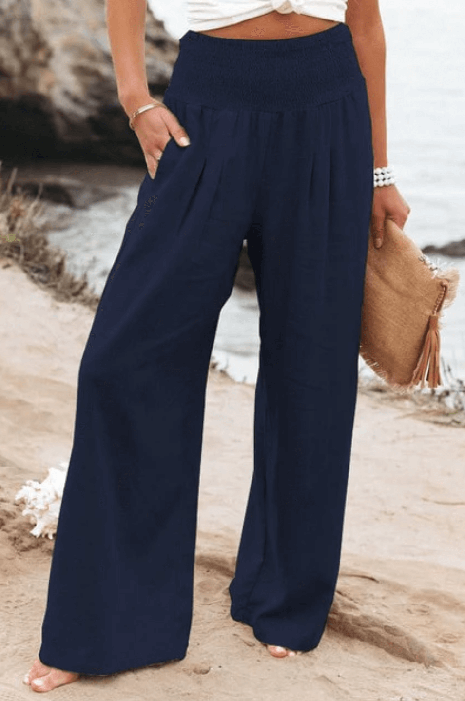 Pantalon Palazzo élastique élégant pour femmes