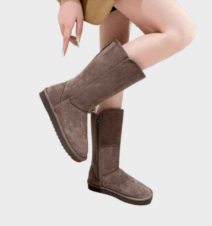 Bottes d'Hiver Imperméables Femme en Suède avec Doublure en Laine