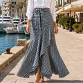 Veluna – Jupe maxi asymétrique à volants en vichy pour femmes