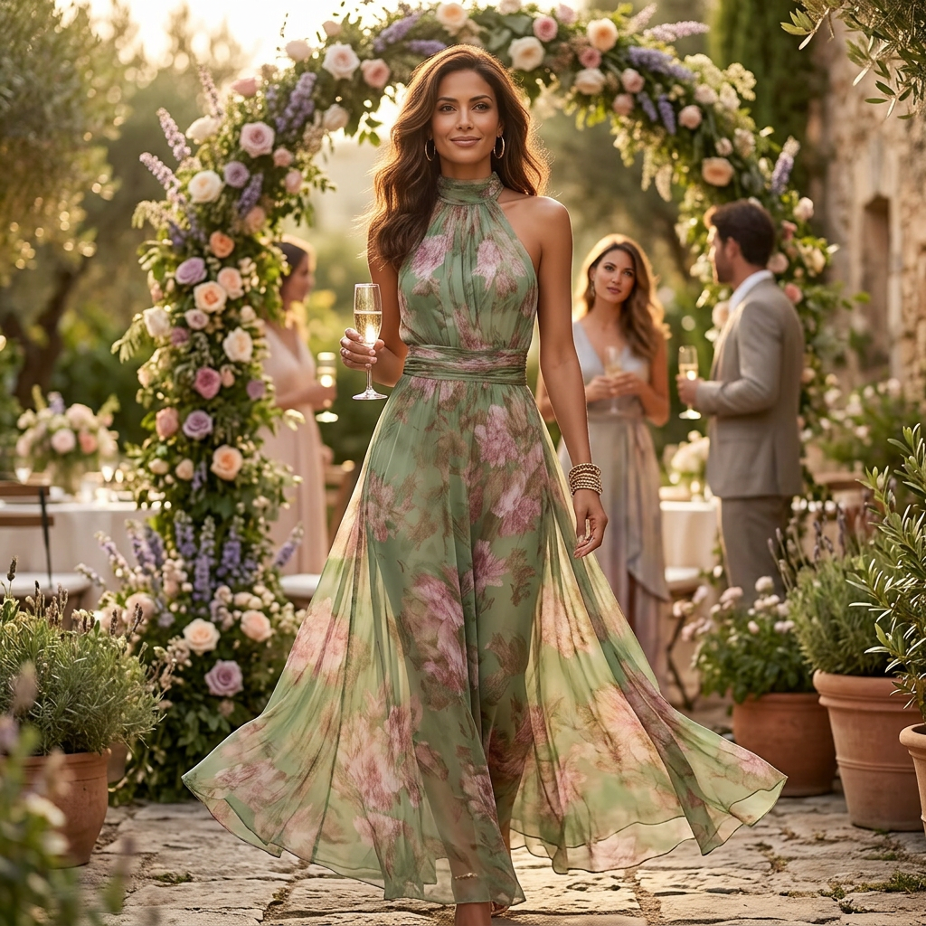 Rosalie – Robe maxi d'été fluide pour femmes en sauge florale