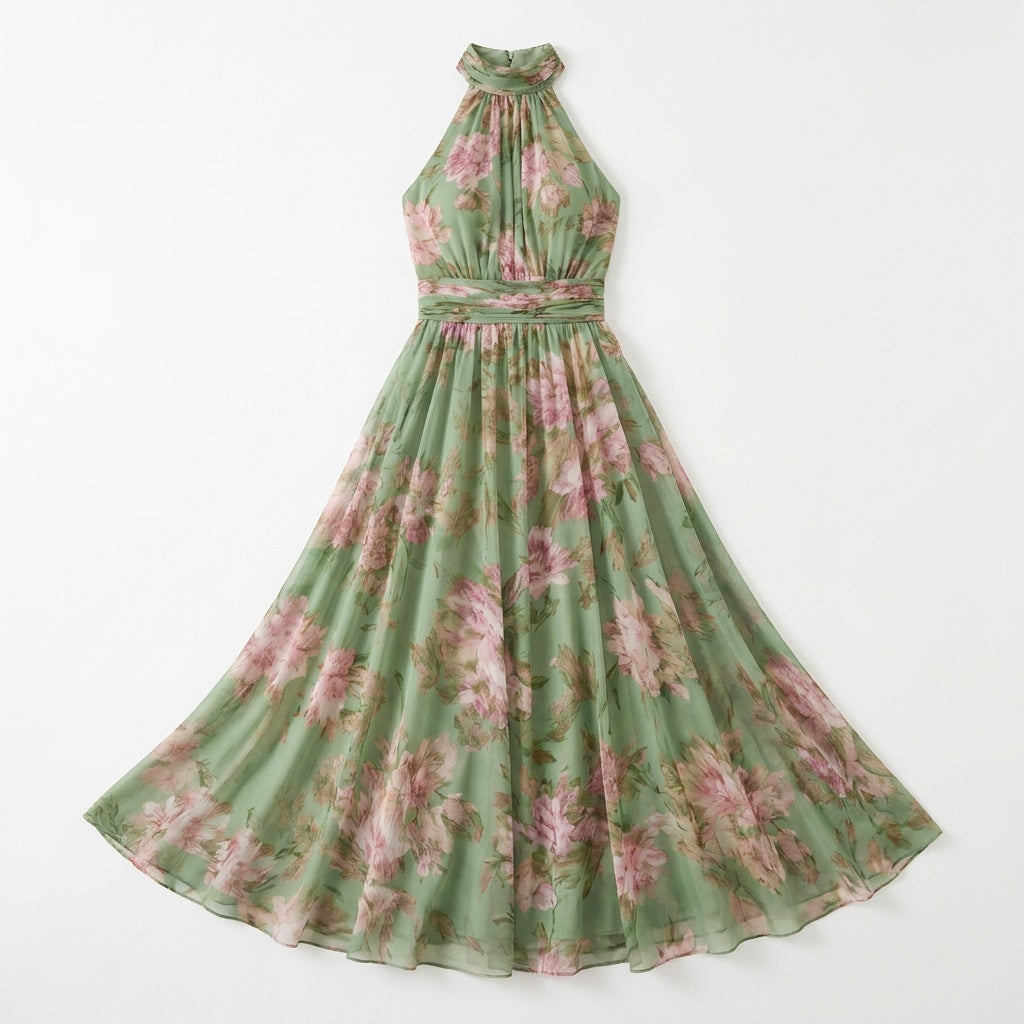 Rosalie – Robe maxi d'été fluide pour femmes en sauge florale