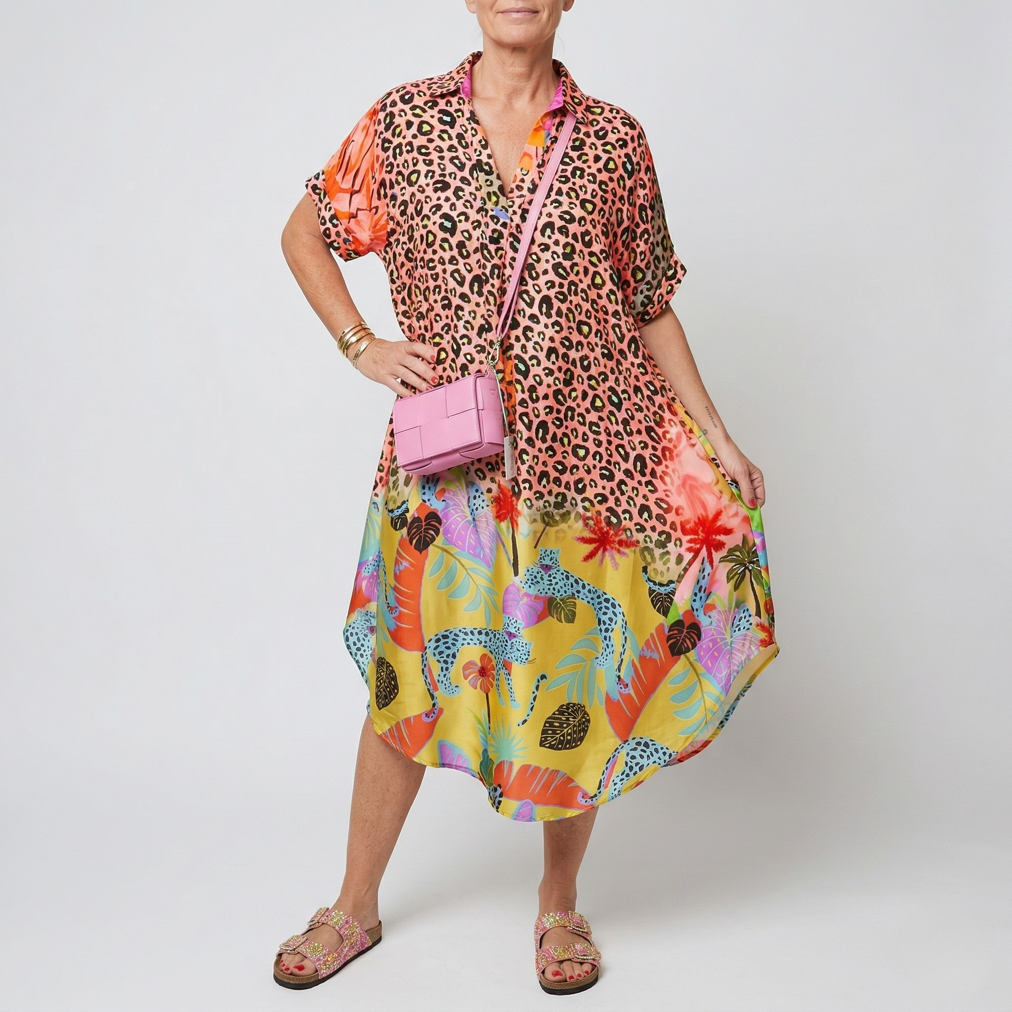 Robe Midi Femme Imprimé Exotique Coupe Décontractée Style Tendance