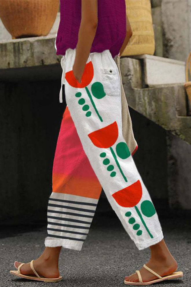 EB | Lässig Unique Pantalon à Poches Imprimé
