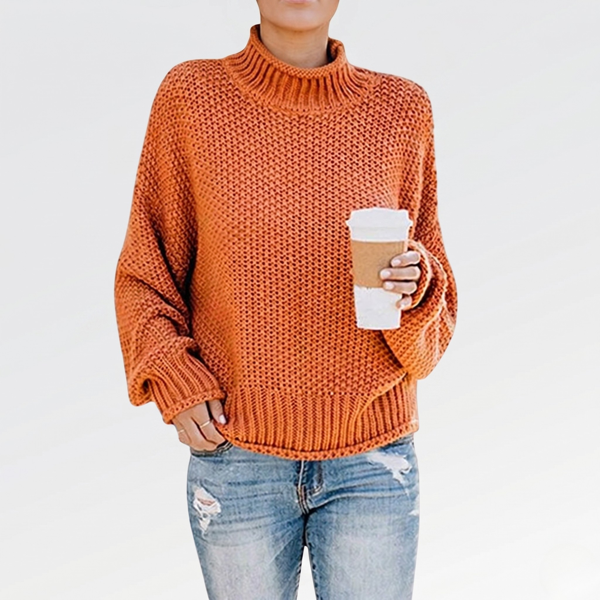 Pull Femme Maille Ample Pull Hiver Confortable Coupe Décontractée
