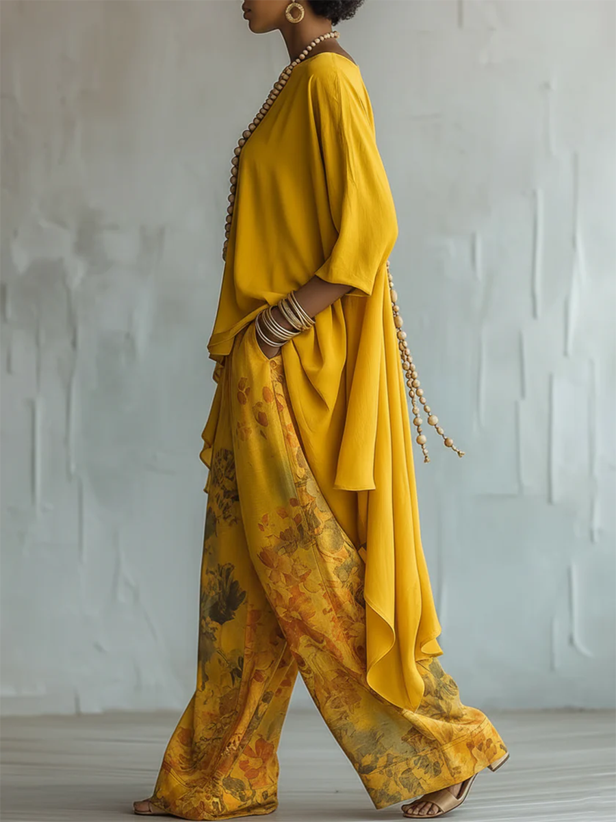 Guilia | Ensemble de Imprimé Floral Artistique Élegant