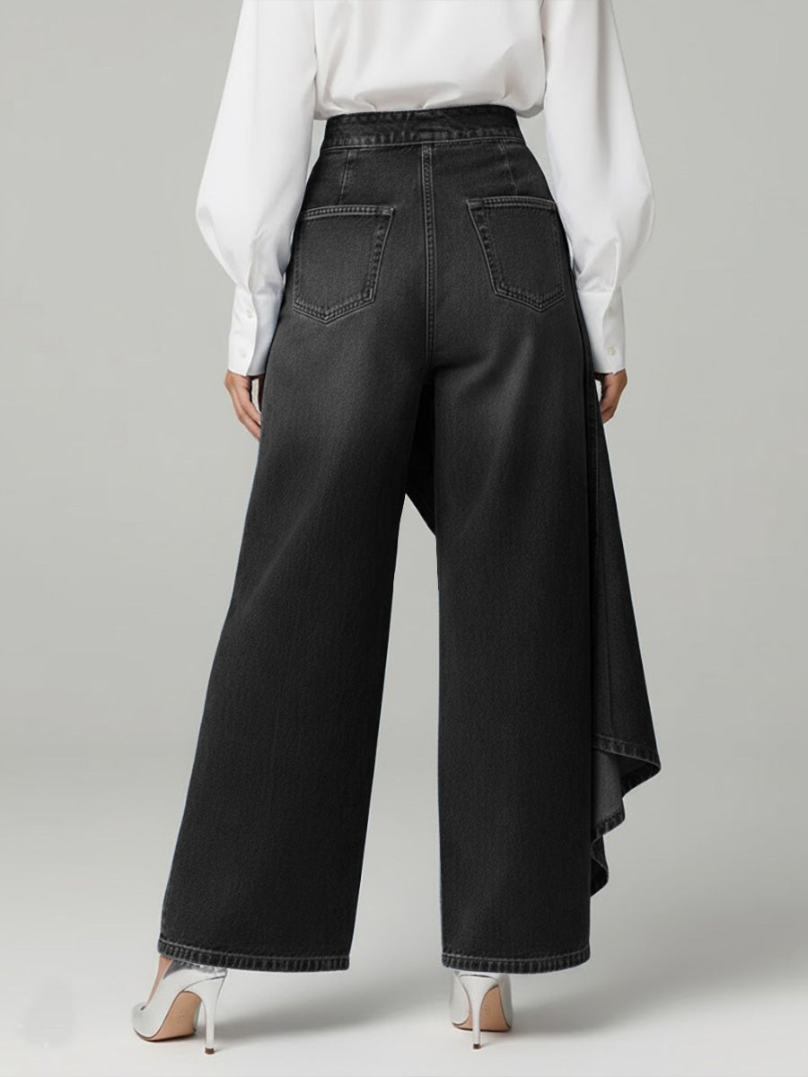 Jeans Femme Taille Haute avec Jambes Larges et Coupe Relax