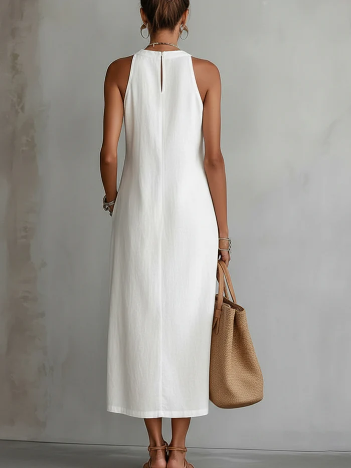Jimena - Robe midi avec col Mao stylé