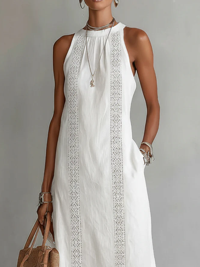 Jimena - Robe midi avec col Mao stylé