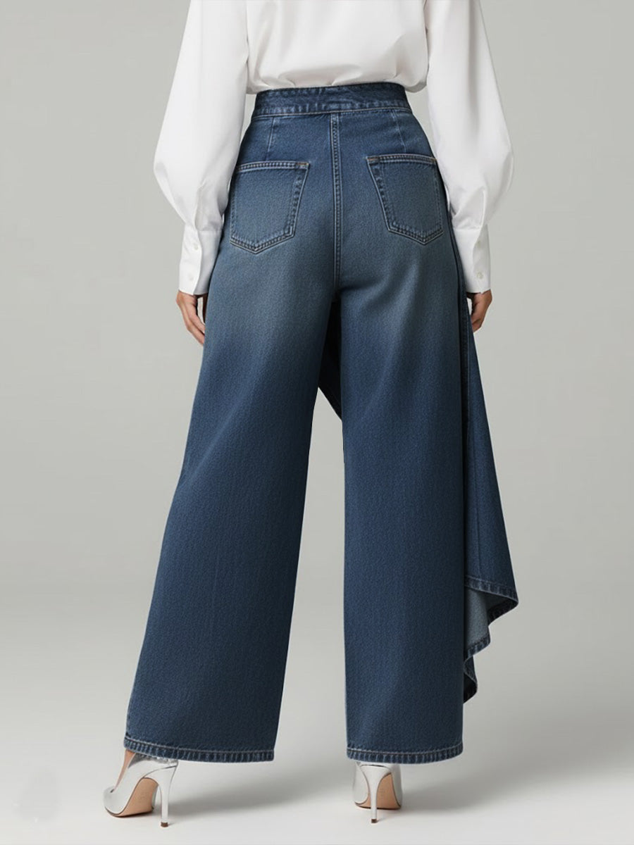 Jeans Femme Taille Haute avec Jambes Larges et Coupe Relax