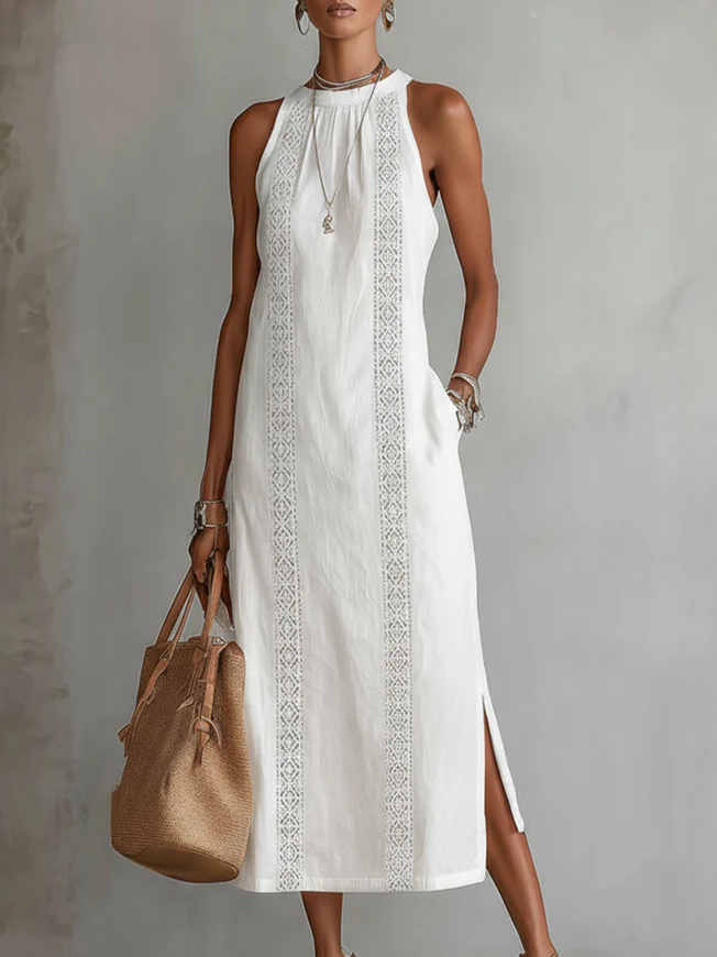 Jimena - Robe midi avec col Mao stylé