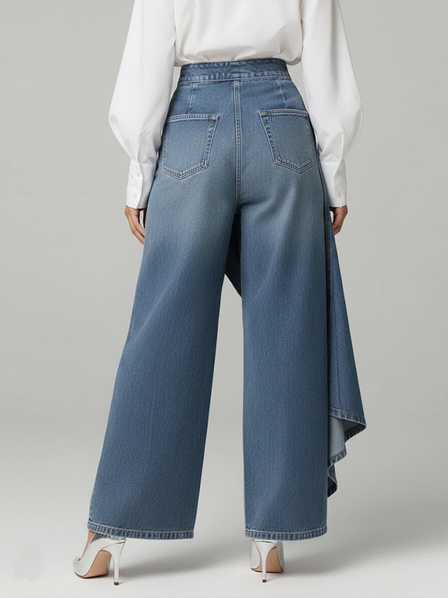 Jeans Femme Taille Haute avec Jambes Larges et Coupe Relax