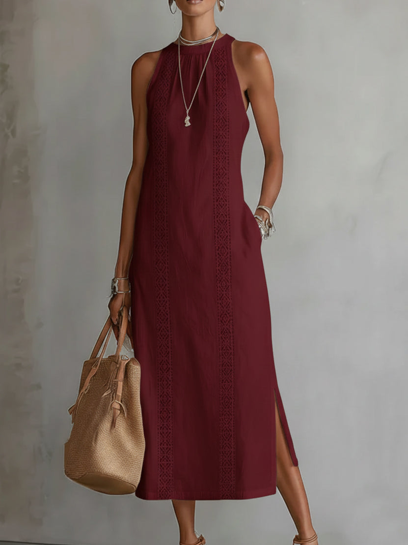 Jimena - Robe midi avec col Mao stylé