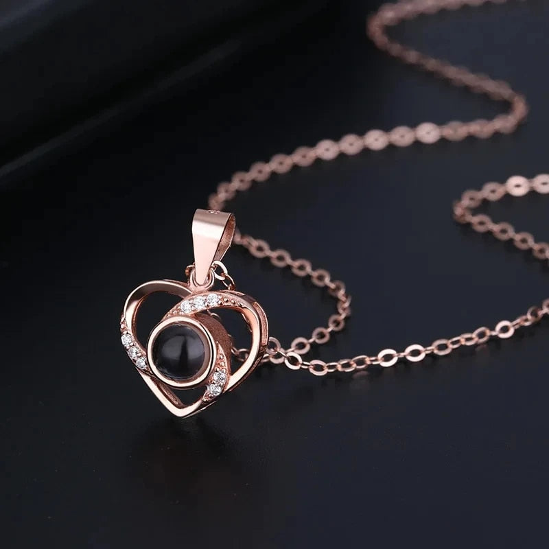 Collier romain | Rose éternelle et collier cœur | Coffret cadeau de luxe