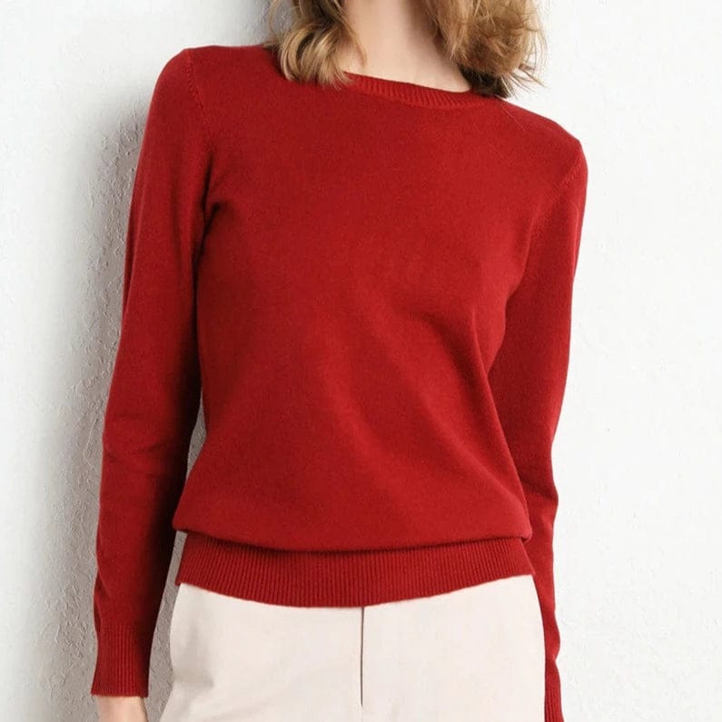 Pull en laine et cachemire pour femme avec col rond et coupe ajustée